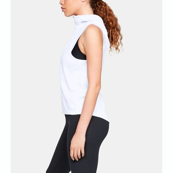 New! UNDER ARMOUR Women's Half Zip Hooded Fleece Active Vest Moisture Wick White - Picture 3 of 7